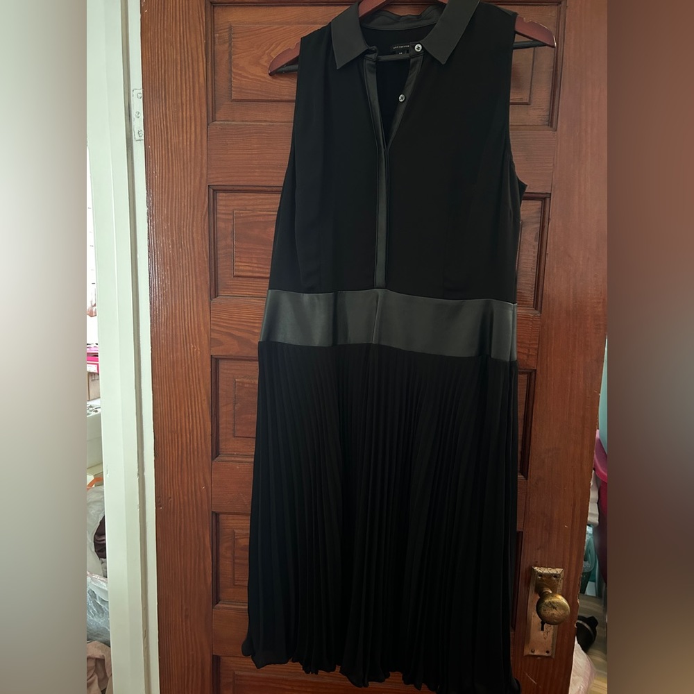 Black Faux-Leather Pleated Dress